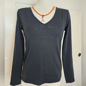 Banana Republic Black V- Neck Long Sleeve Cotton Women's  Top Size S